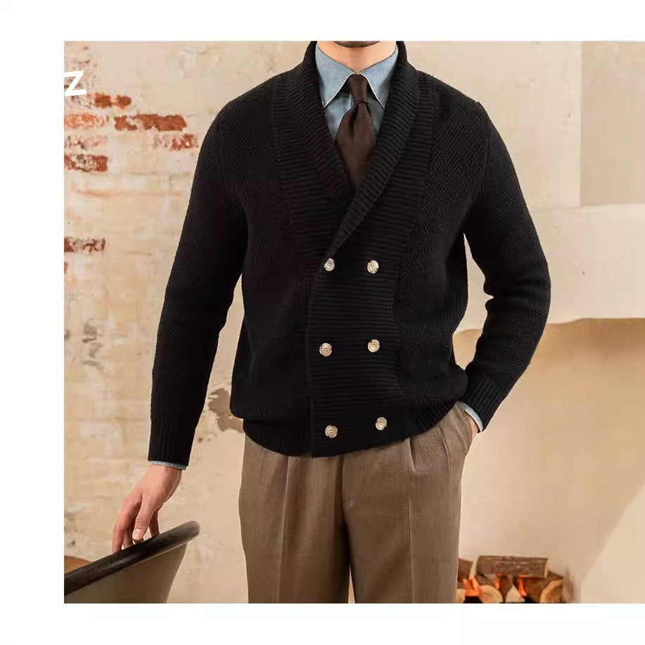 Fall Winter Men Coat V-neck Sweater