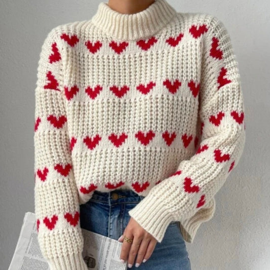 Heart Jacquard Pullover