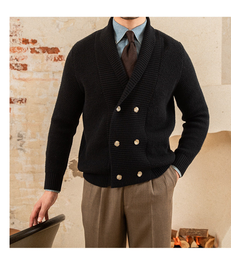 Fall Winter Men Coat V-neck Sweater